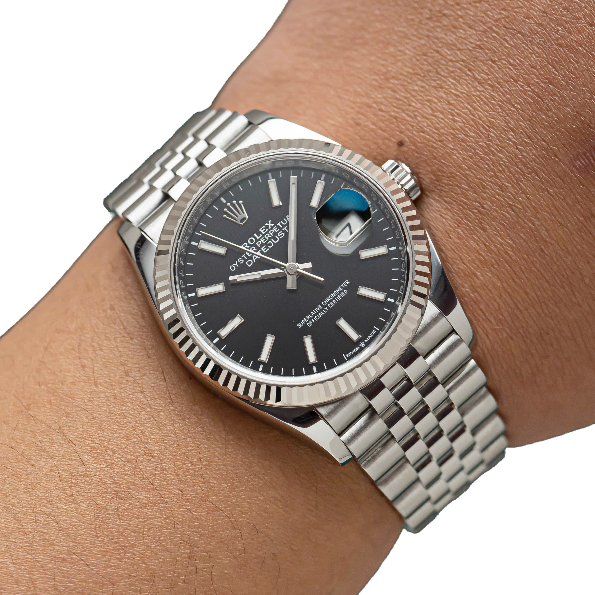 Datejust 41mm Steel White Gold Black Dial Mens Watch m126334-0018