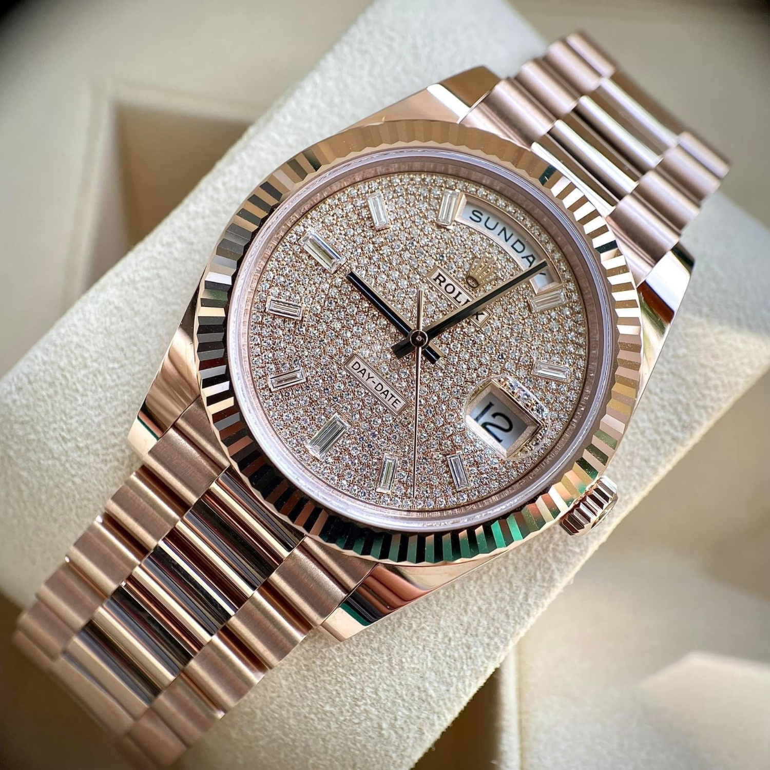 Day-Date 40mm Rose Gold Pavè Diamond Dial m228235-0036