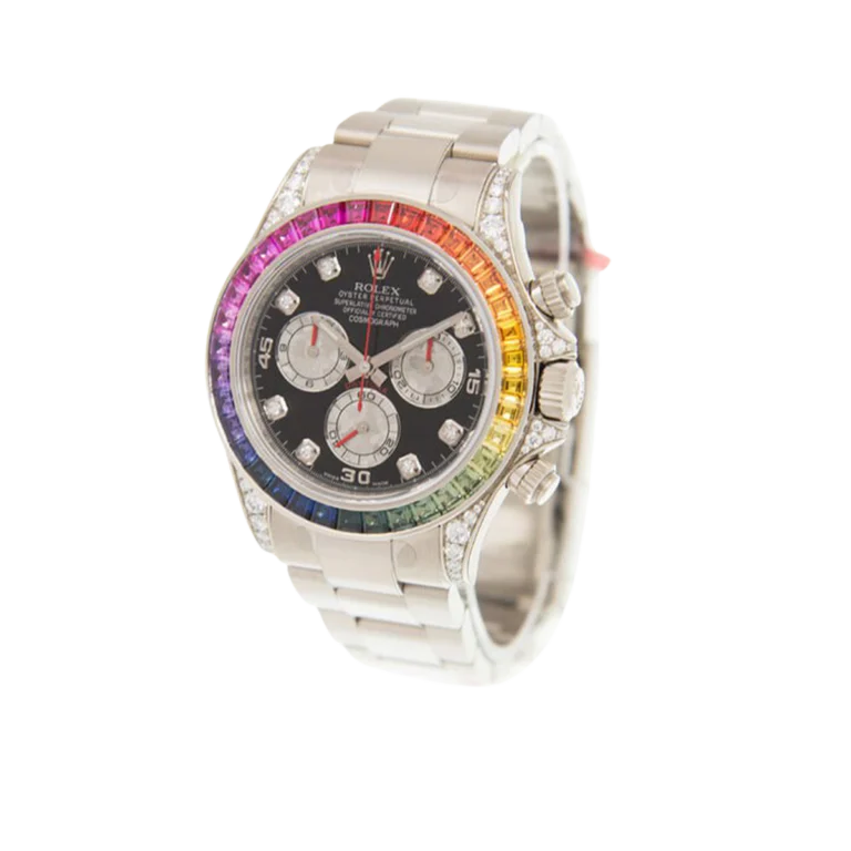 Daytona 116599RBOW Rainbow White Gold Black Diamond Dial Sapphire Bezel