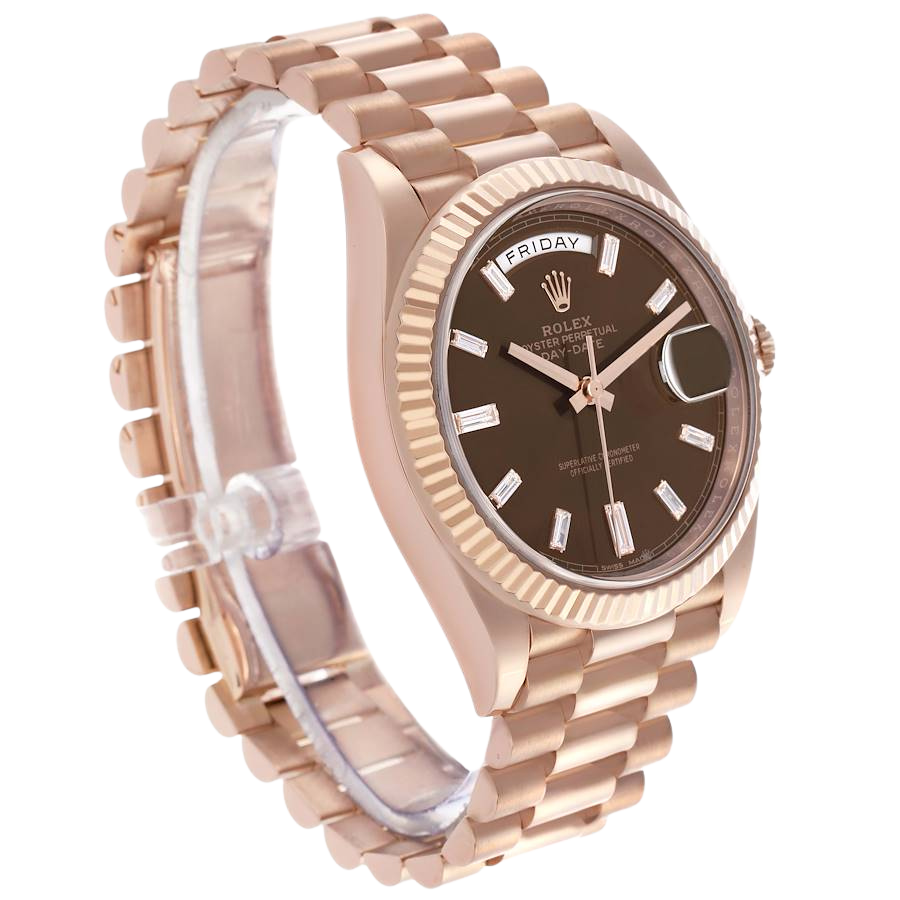 President Day-Date 40mm Rose Gold Chocolate Diamond Watch 228235