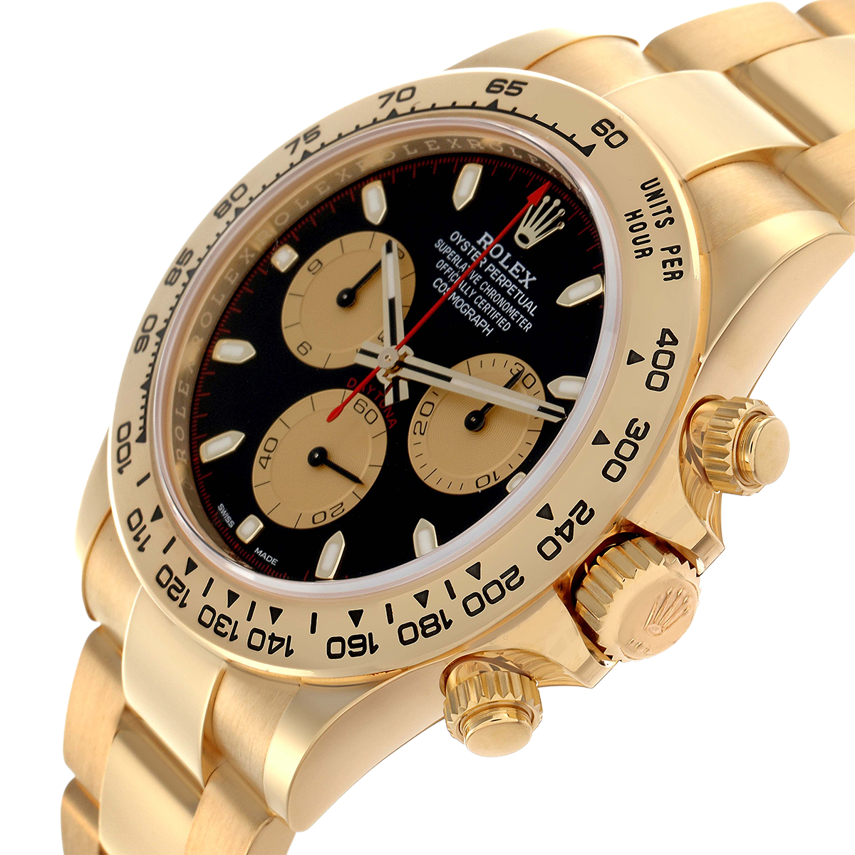 Daytona 40mm Black Dial Yellow Gold Mens Automatic Watch 116508