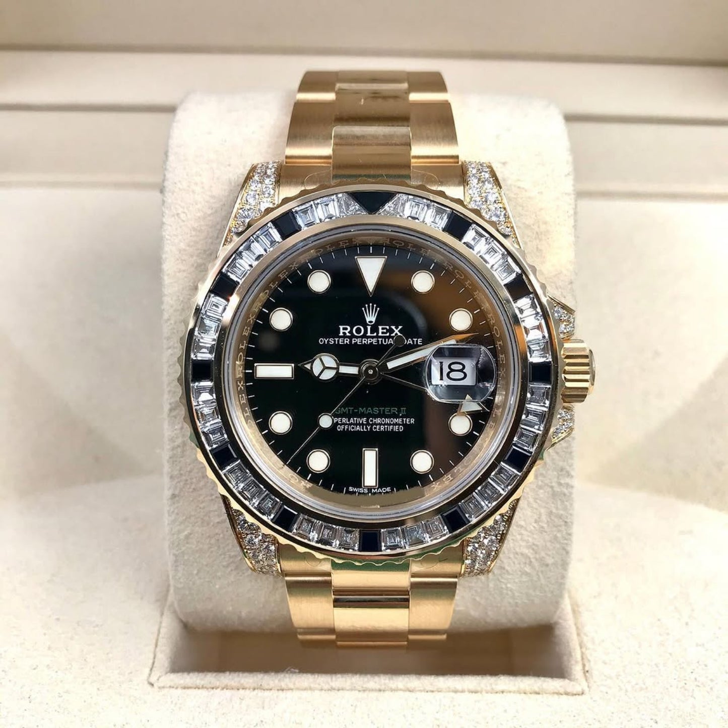 GMT Master II 18k Yellow Gold Diamond Black Sapphire 116758SANR