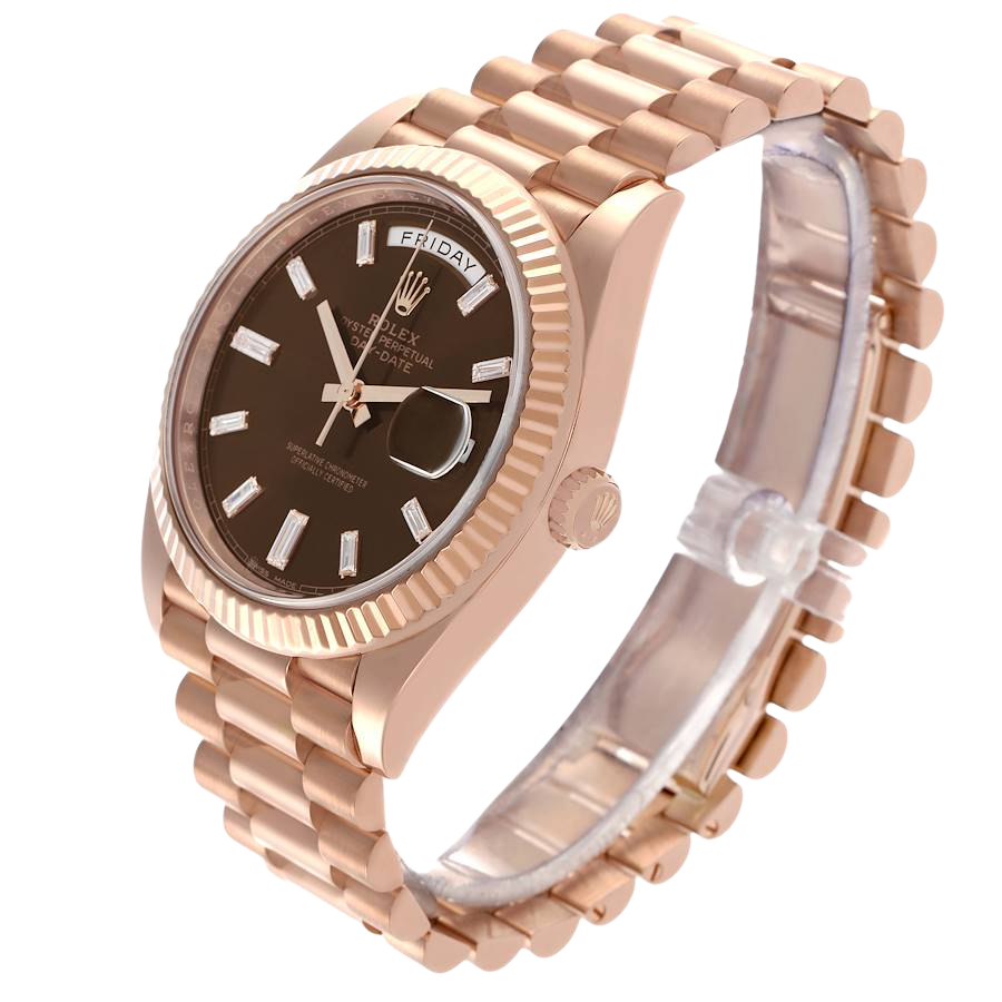 President Day-Date 40mm Rose Gold Chocolate Diamond Watch 228235