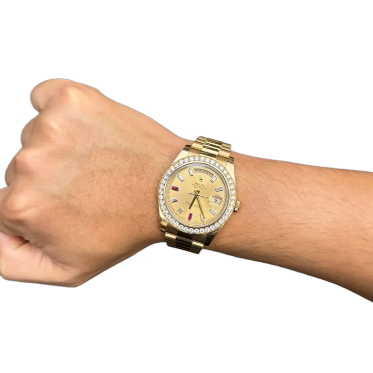 President Day-date II 41mm 218348 18k Yellow Gold Baguette Diamond & Ruby Dial