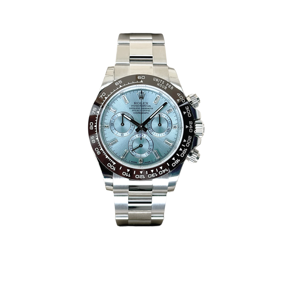 Daytona 40mm 116506 Platinum Ice Blue Diamond Baguette Dial