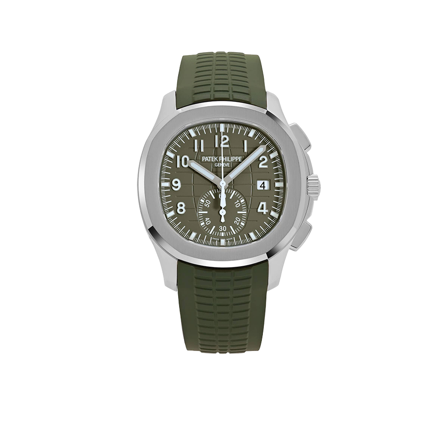 Aquanaut 42mm 5968G-010 Chronograph White Gold Khaki Green Dial