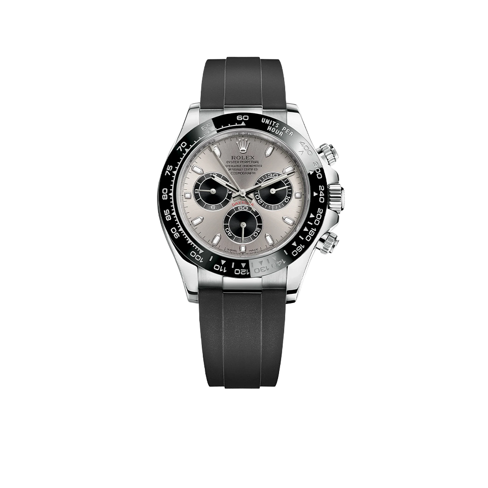 Daytona 40mm 116519 White Gold Steel Index Black Oysterflex Rubber Strap (Super Clone)