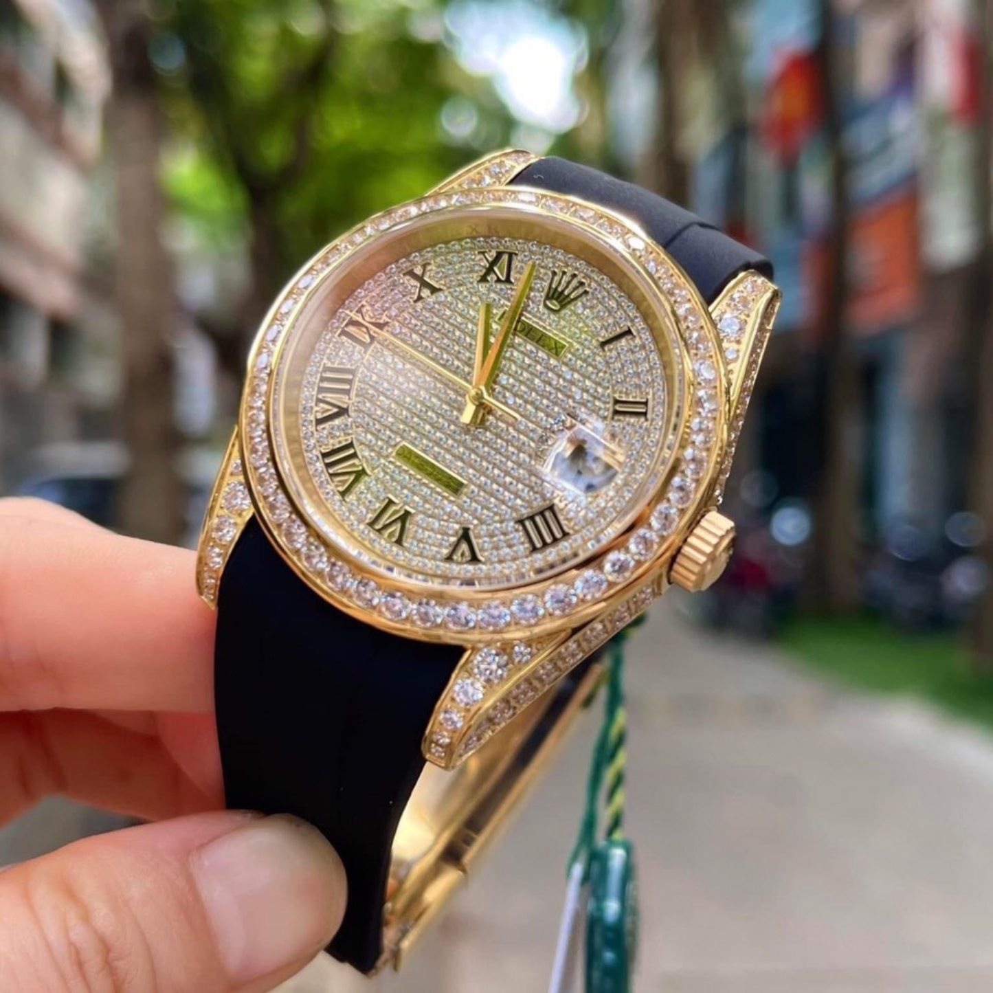 Datejust 40mm Diamond-Paved Dial Yellow Gold Men Watches