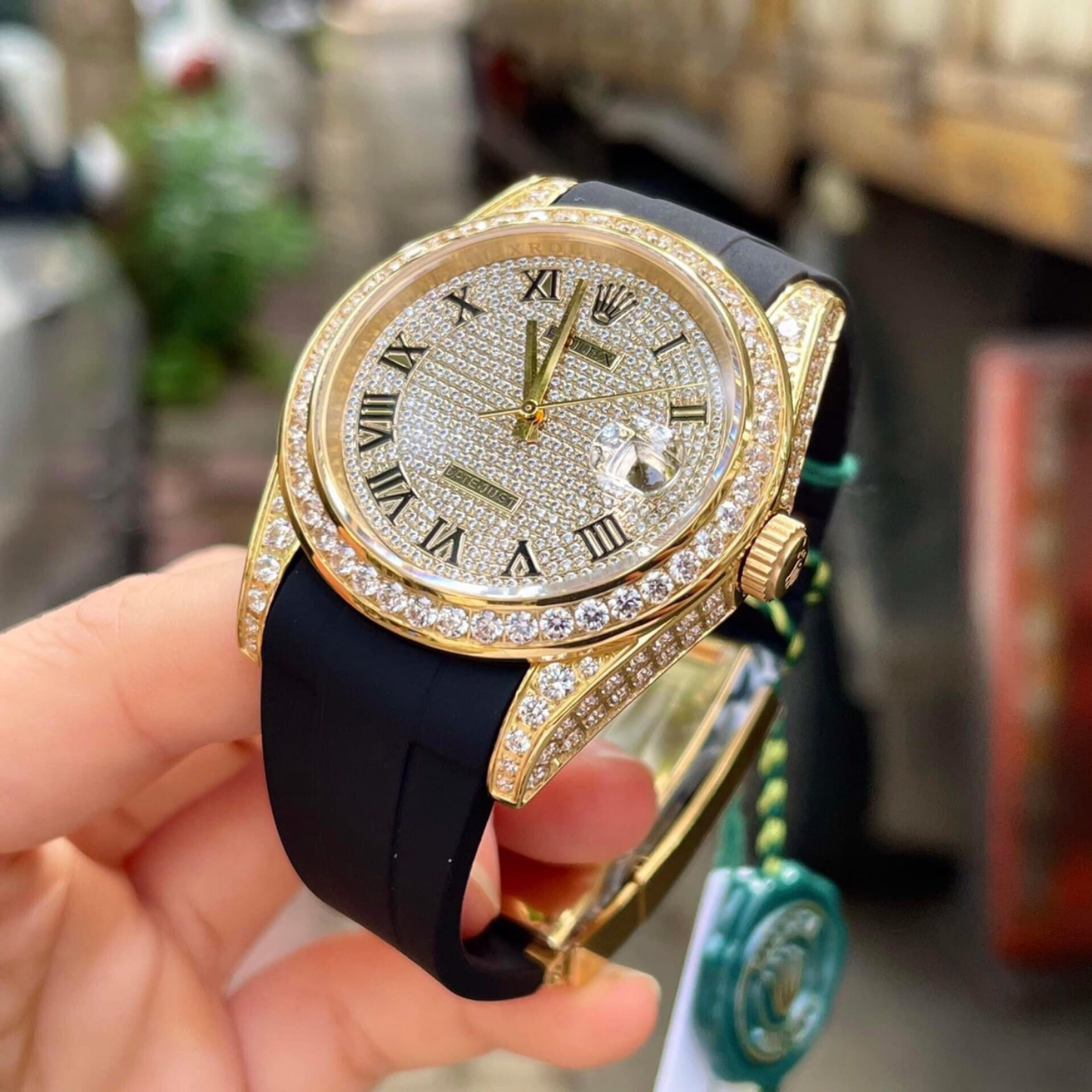 Datejust 40mm Diamond-Paved Dial Yellow Gold Men Watches