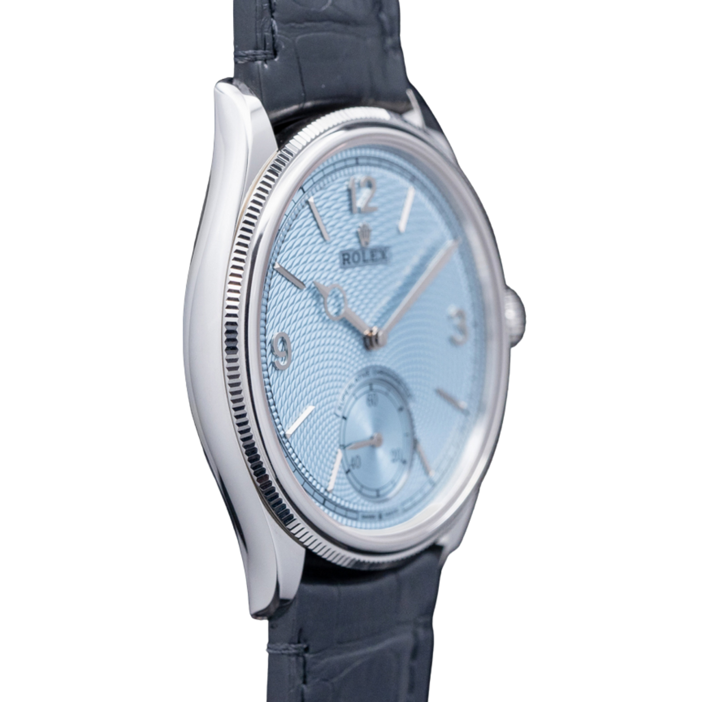 Perpetual 1908 39mm White Gold Platinum Ice Blue Dial Black Alligator Leather Strap m52506-0003