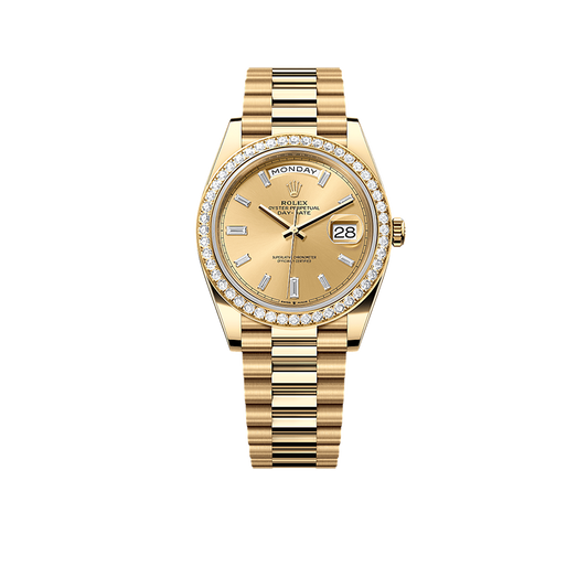 Day-Date 40mm 228348RBR Yellow Gold Diamond Bezel Champagne Diamond Dial