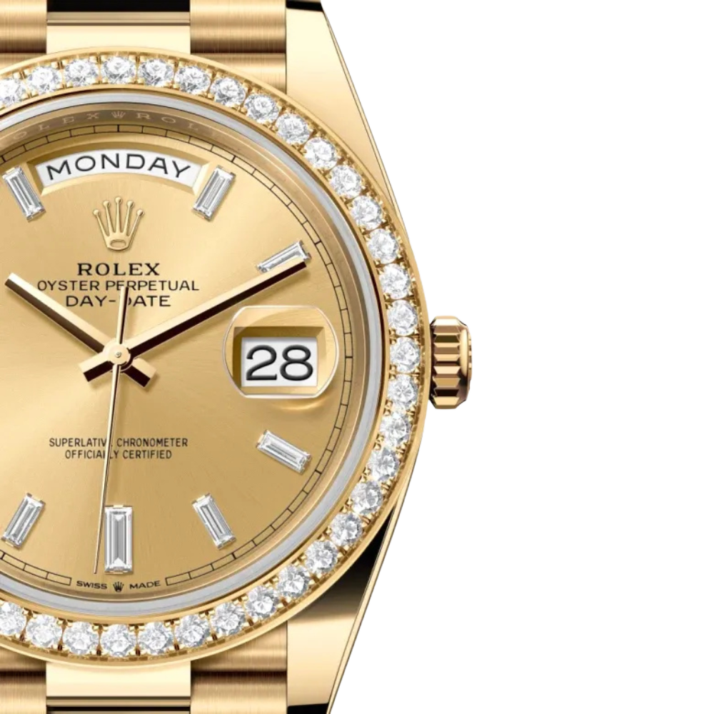 Day-Date 40mm 228348RBR Yellow Gold Diamond Bezel Champagne Diamond Dial