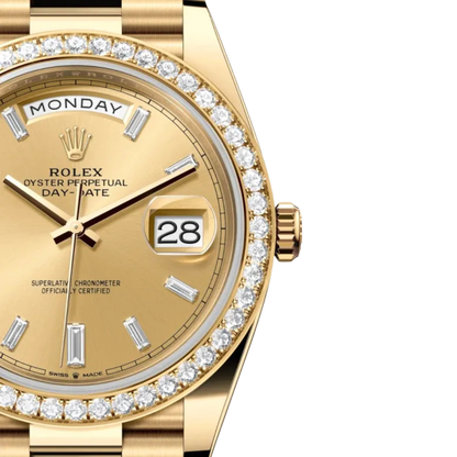 Day-Date 40mm 228348RBR Yellow Gold Diamond Bezel Champagne Diamond Dial