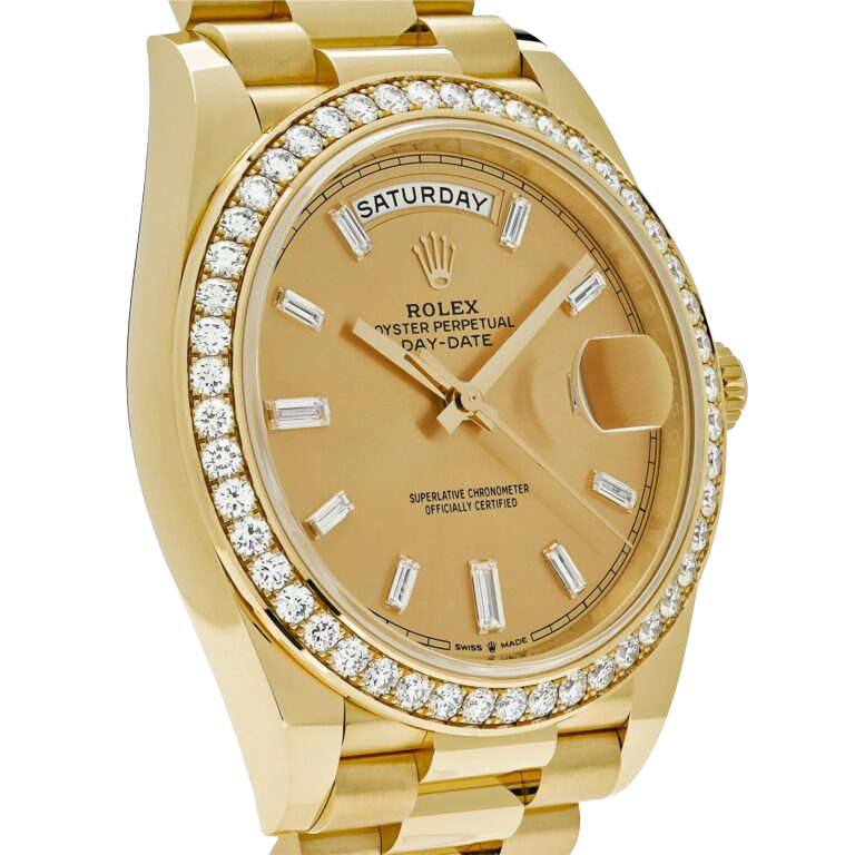 Day-Date 40mm 228348RBR Yellow Gold Diamond Bezel Champagne Diamond Dial