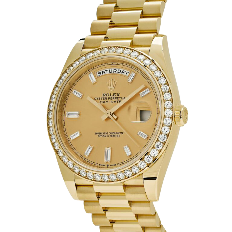 Day-Date 40mm 228348RBR Yellow Gold Diamond Bezel Champagne Diamond Dial