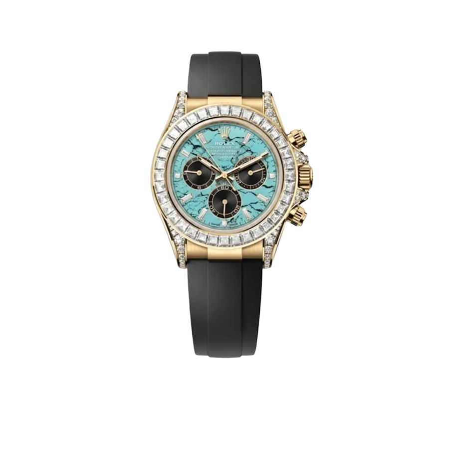 Daytona 126538TBR Yellow Gold Turquoise Stone Dial Diamond Bezel Oysterflex