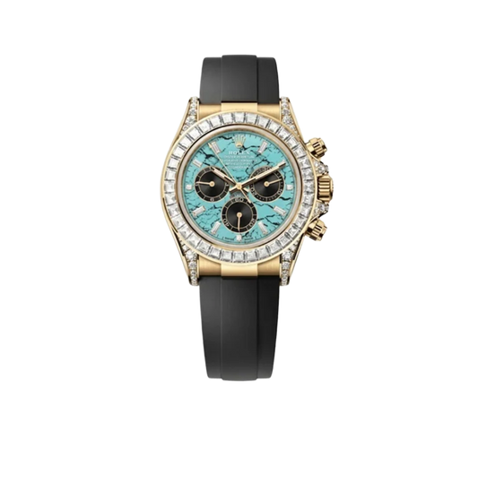 Daytona 126538TBR Yellow Gold Turquoise Stone Dial Diamond Bezel Oysterflex