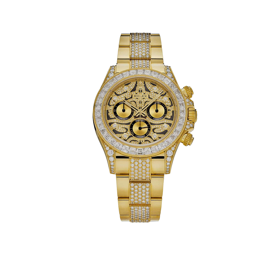 Daytona Eye of the Tiger 116598TBR Yellow Gold Diamond Dial with Diamond Bracelet (Super Clone)