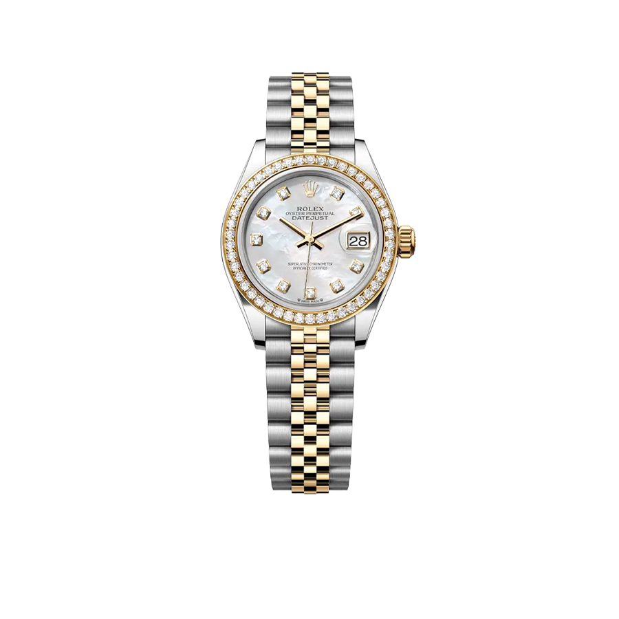 Lady-Datejust 28mm 279383RBR-0019 Oystersteel Mother of Pearl Diamond Dial Diamond Bezel Jubilee