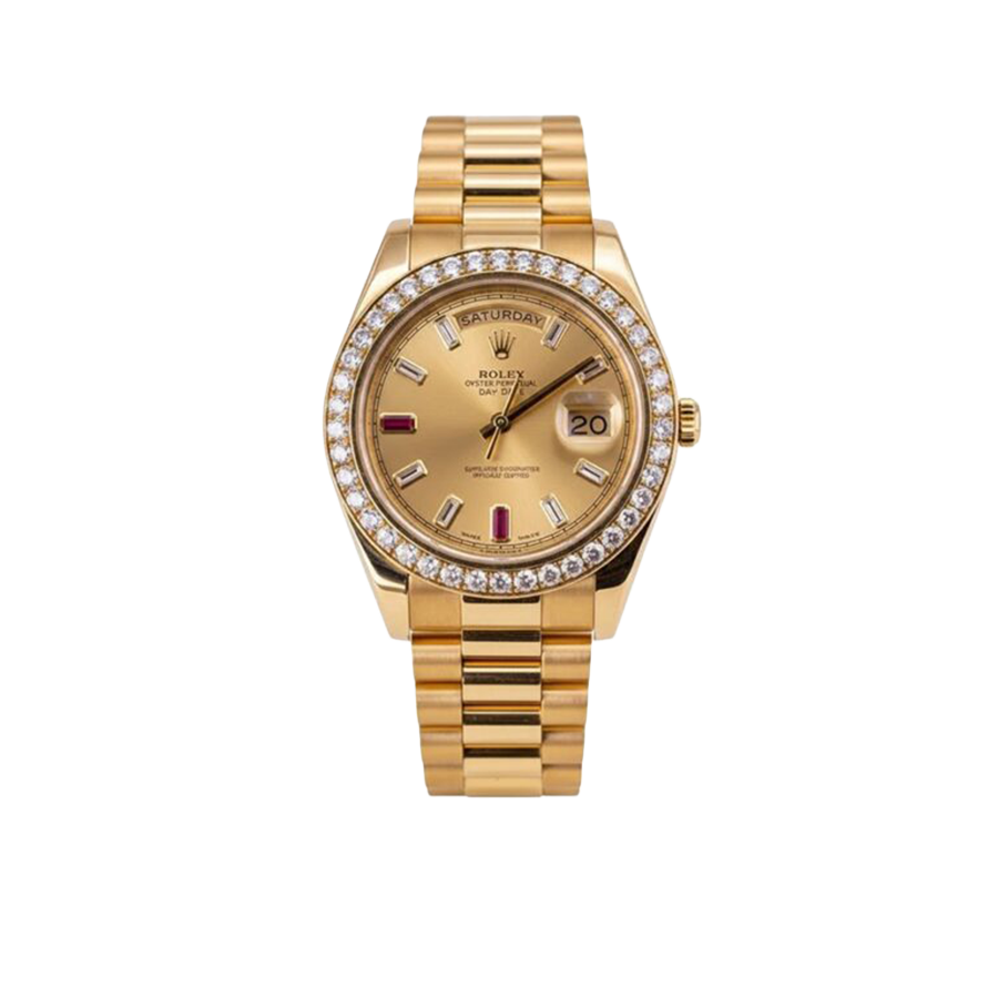 President Day-date II 41mm 218348 18k Yellow Gold Baguette Diamond & Ruby Dial