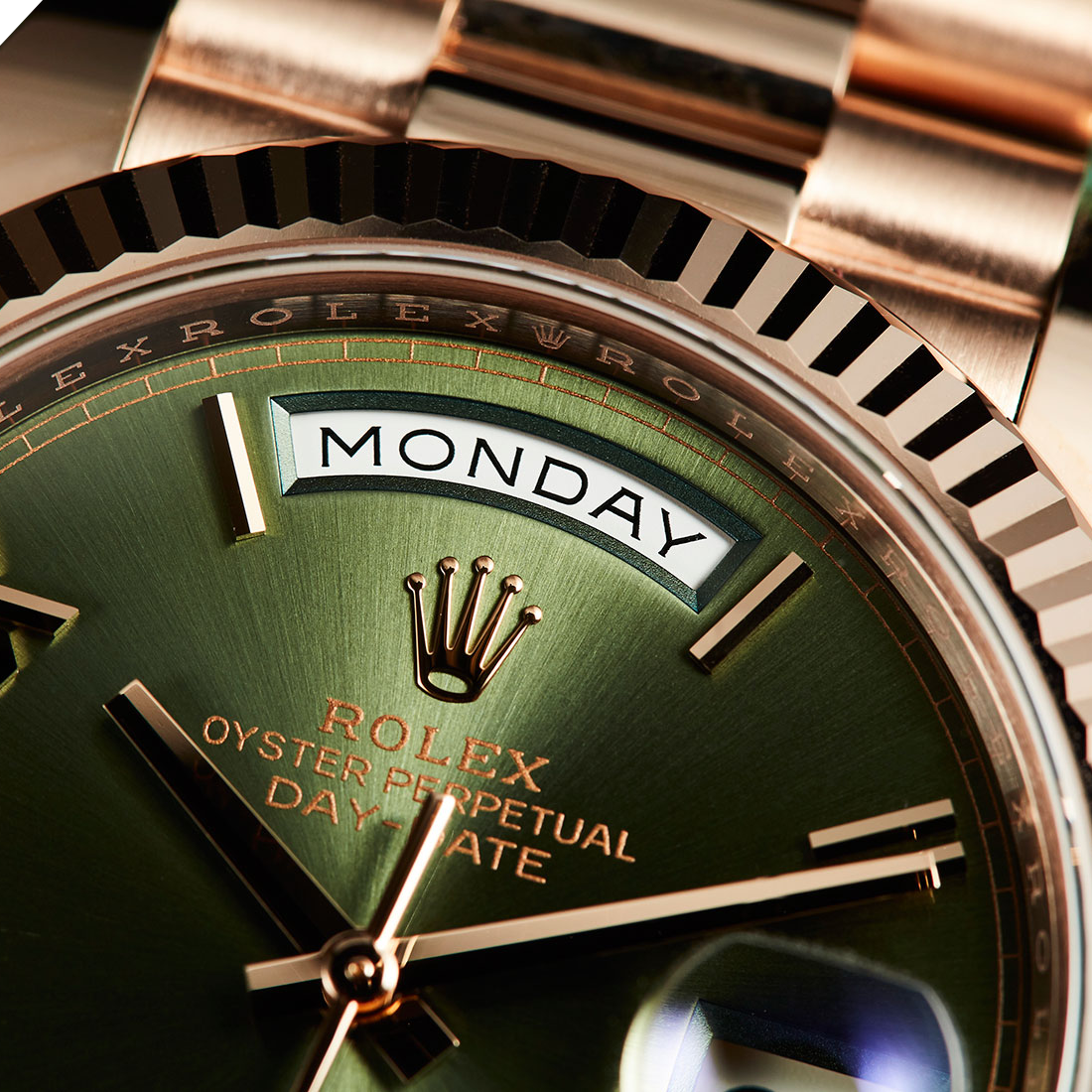 Day-Date Oyster Everose gold 40mm Green Olive 228235