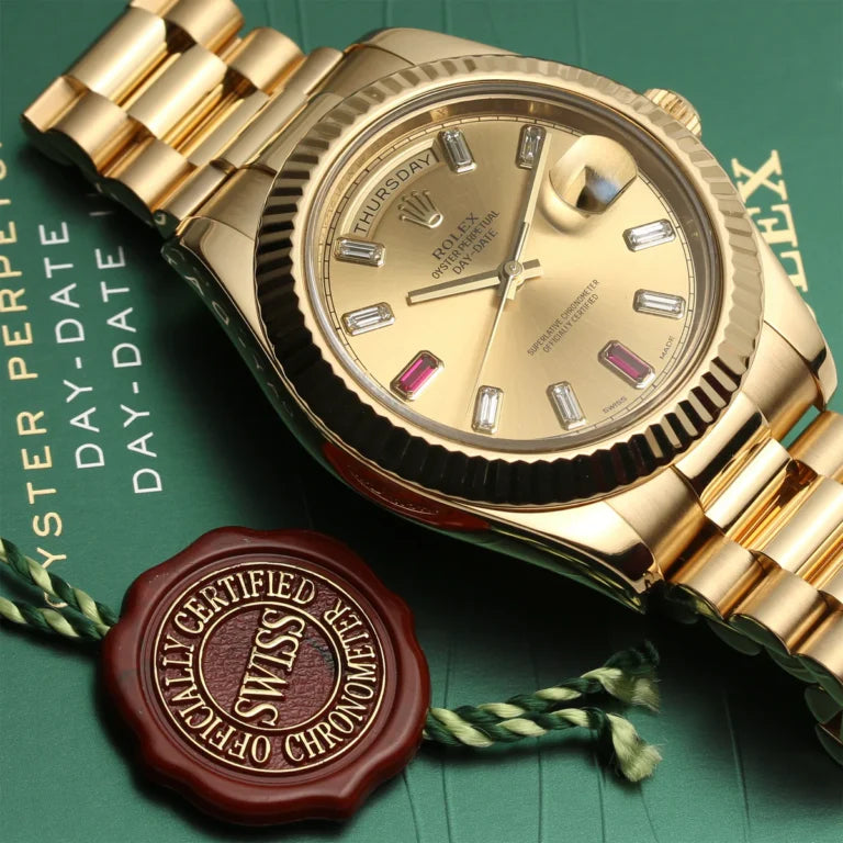 President Day-Date II 41mm 218238 18k Yellow Gold & Ruby Dial