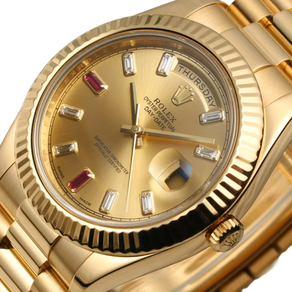 President Day-Date II 41mm 218238 18k Yellow Gold & Ruby Dial