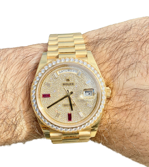 Day-Date 40mm Yellow Gold Diamond Ruby Pave Dial Diamond Bezel 228348RBR
