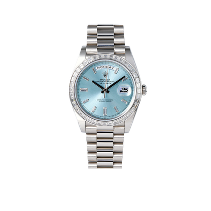 Day-Date 40mm Ice Blue Dial Baguette Set Bezel 228396TBR