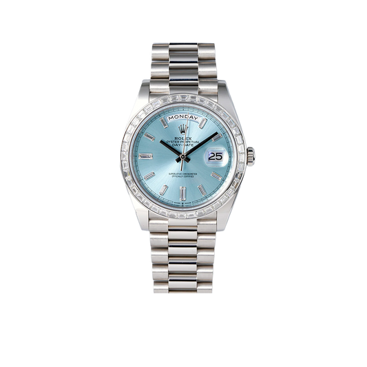 Day-Date 40mm Ice Blue Dial Baguette Set Bezel 228396TBR