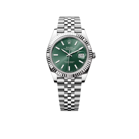 Datejust 41mm Steel White Gold Mint Green Dial Mens Watch 126334-0028