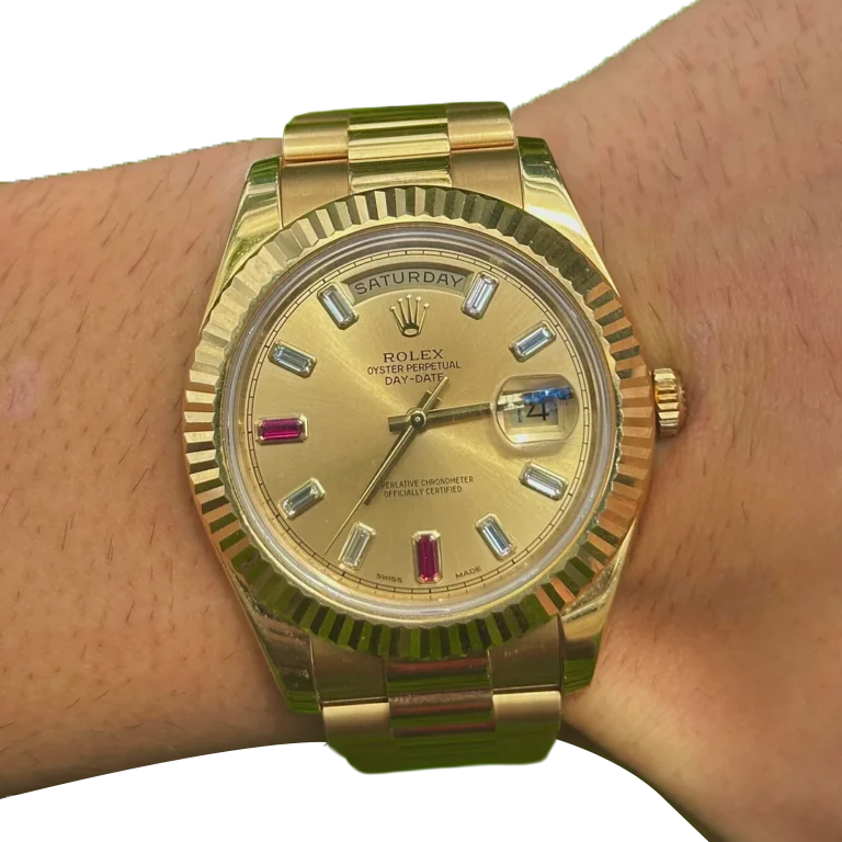 President Day-Date II 41mm 218238 18k Yellow Gold & Ruby Dial