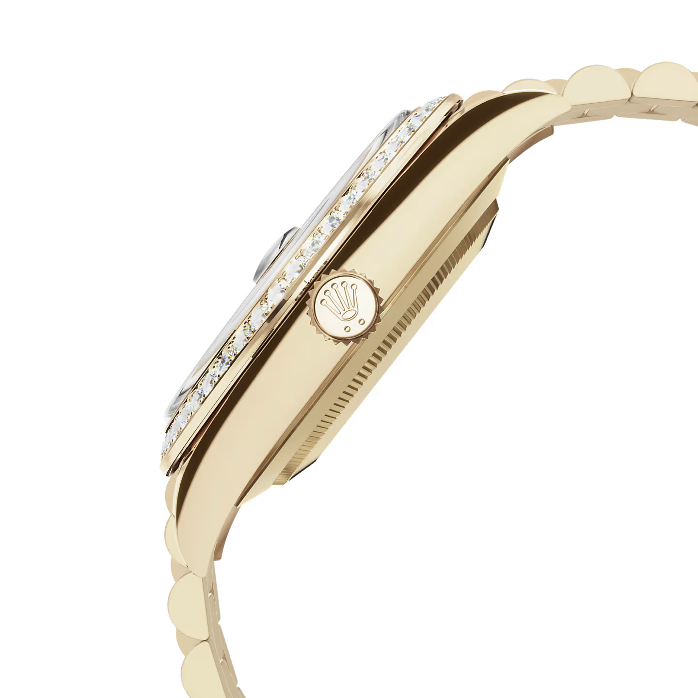 Day-Date 40 228348RBR Yellow Gold Diamond Bezel Champagne Roman Dial