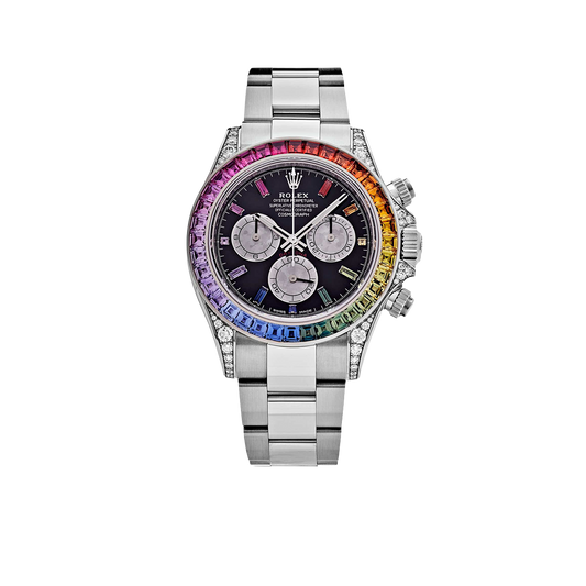 Daytona 40mm 116599RBOW Rainbow White Gold Black Dial