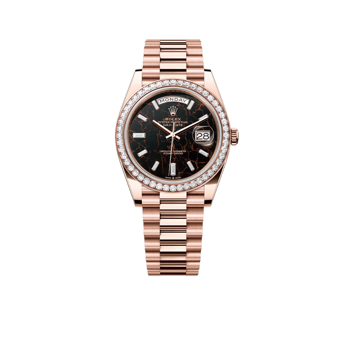 Day-Date 40 228345RBR Rose Gold Eisenkiesel Diamond Dial Diamond Bezel
