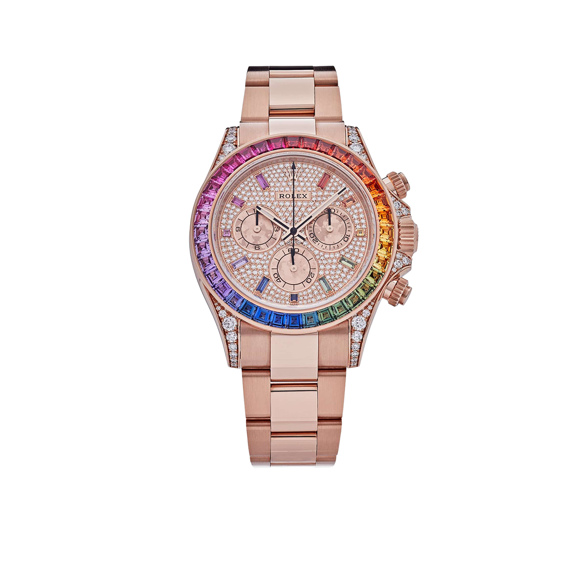 Daytona 116595RBOW Rainbow Rose Gold Pave Diamond Dial Sapphire Bezel