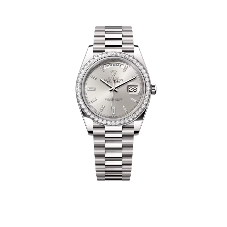 Day-Date 40mm Silver Dial 18 kt White Gold Diamonds 228349RBR-0001