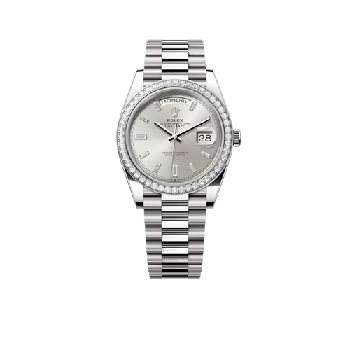Day-Date 40mm Silver Dial 18 kt White Gold Diamonds 228349RBR-0001