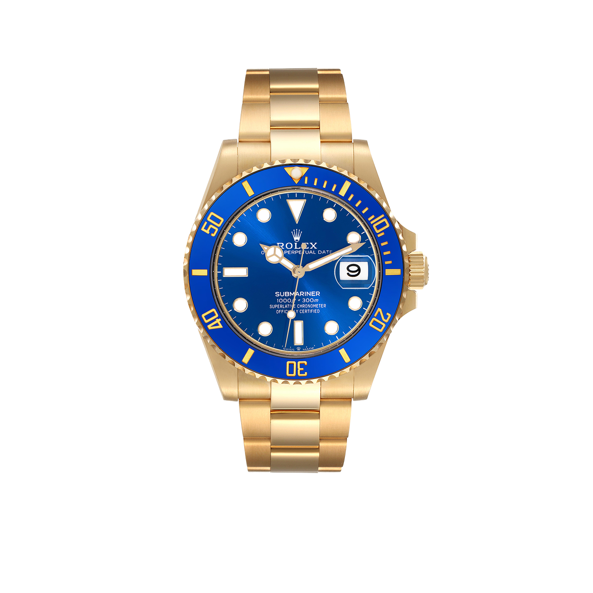 Submariner 41mm Yellow Gold Blue Dial Bezel Mens Watch 126618