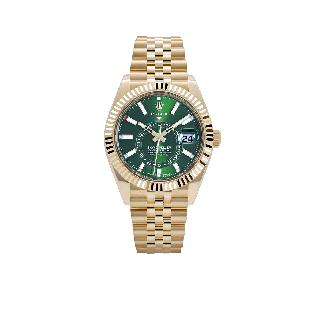 Sky-Dweller 42mm Yellow Gold Bright Green Dial Jubilee 336938 (2025)