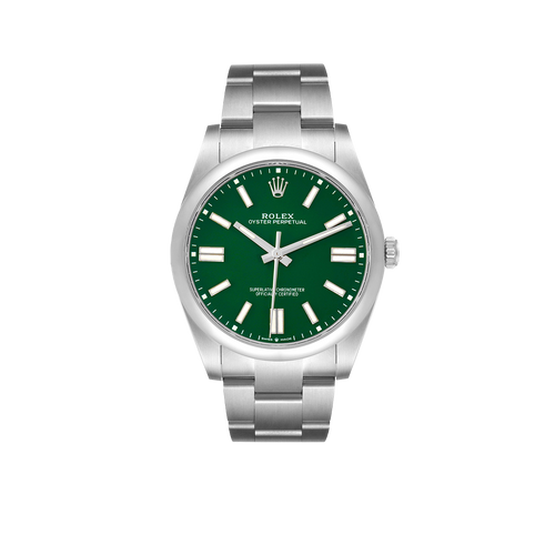 Oyster Perpetual 41mm Green Dial Steel Mens Watch 124300