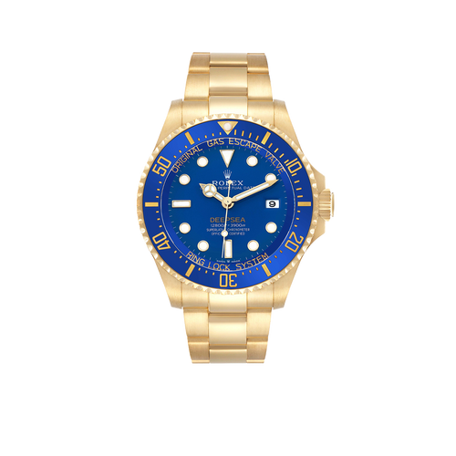 Seadweller Deepsea 44mm Yellow Gold Blue Dial Mens Watch 136668