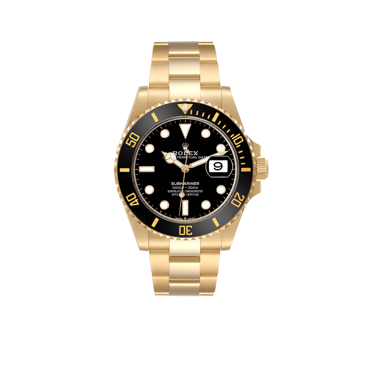Submariner 41mm Yellow Gold Black Dial Bezel Mens Watch 126618