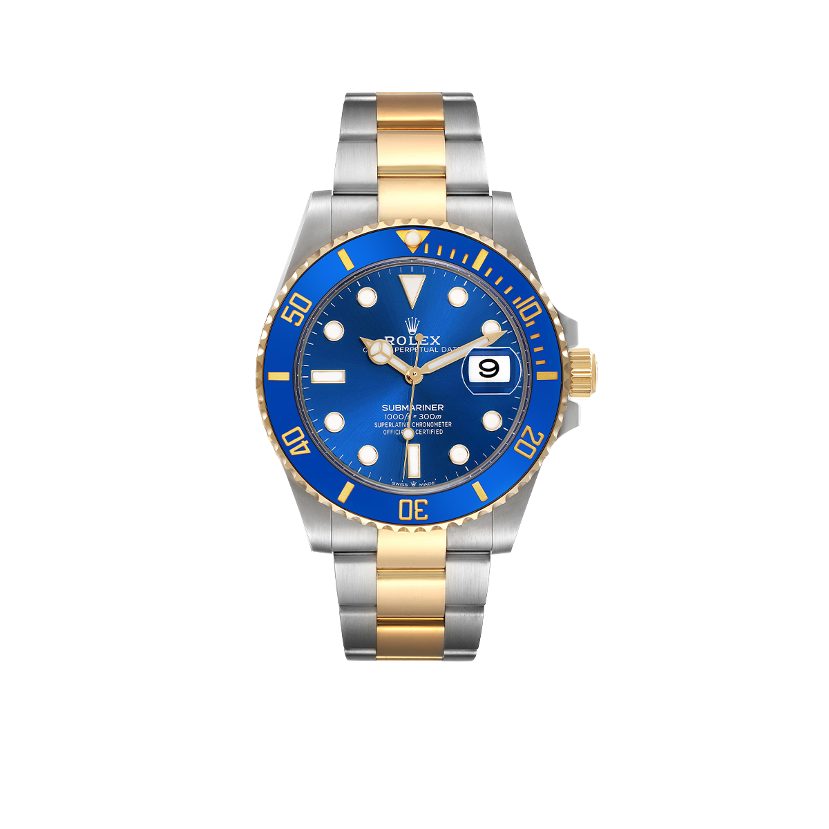 Submariner 41mm Steel Yellow Gold Blue Dial Mens Watch 126613