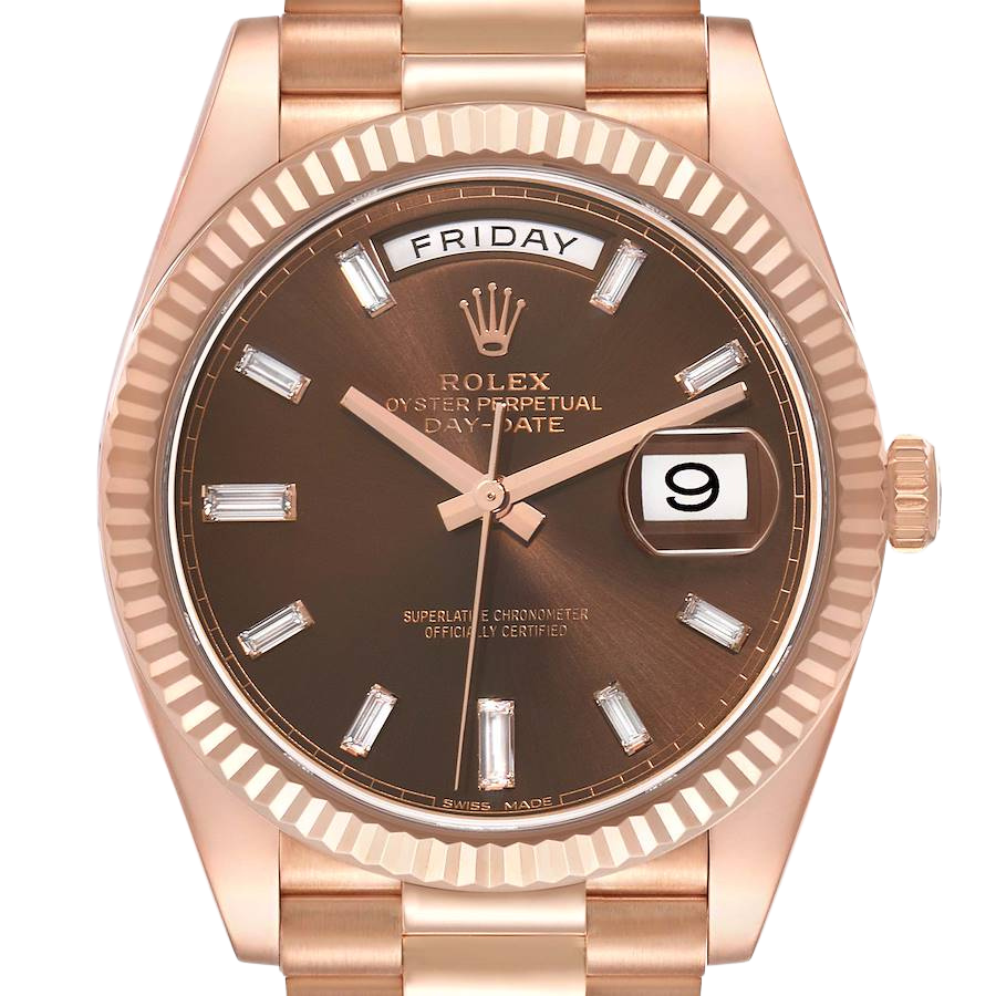 President Day-Date 40mm Rose Gold Chocolate Diamond Watch 228235