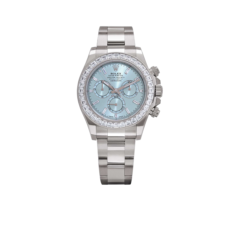 Daytona 126576TBR Platinum Ice Blue Diamond Dial Diamond Bezel