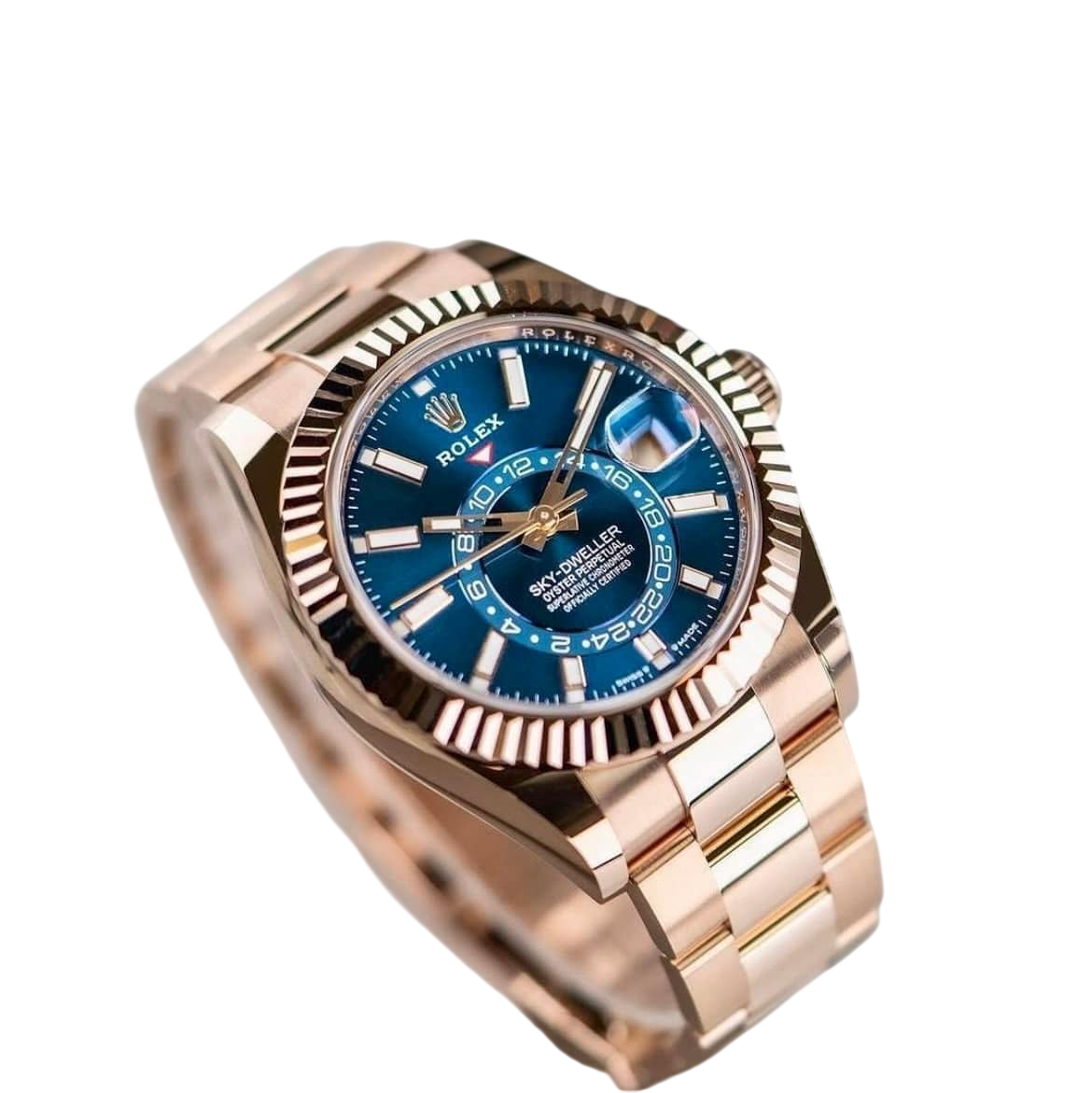 Sky-Dweller 42mm 18k Everose Gold Mens Watch 336935-0005 (Super Clone)