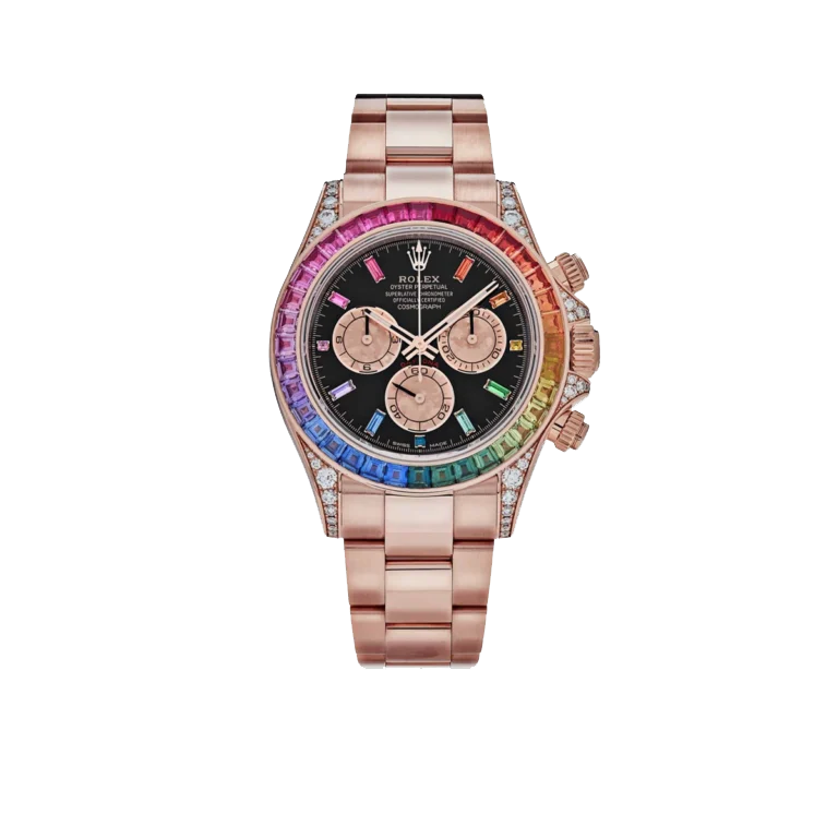 Daytona 116595RBOW Rainbow Rose Gold Black Dial Sapphire Bezel