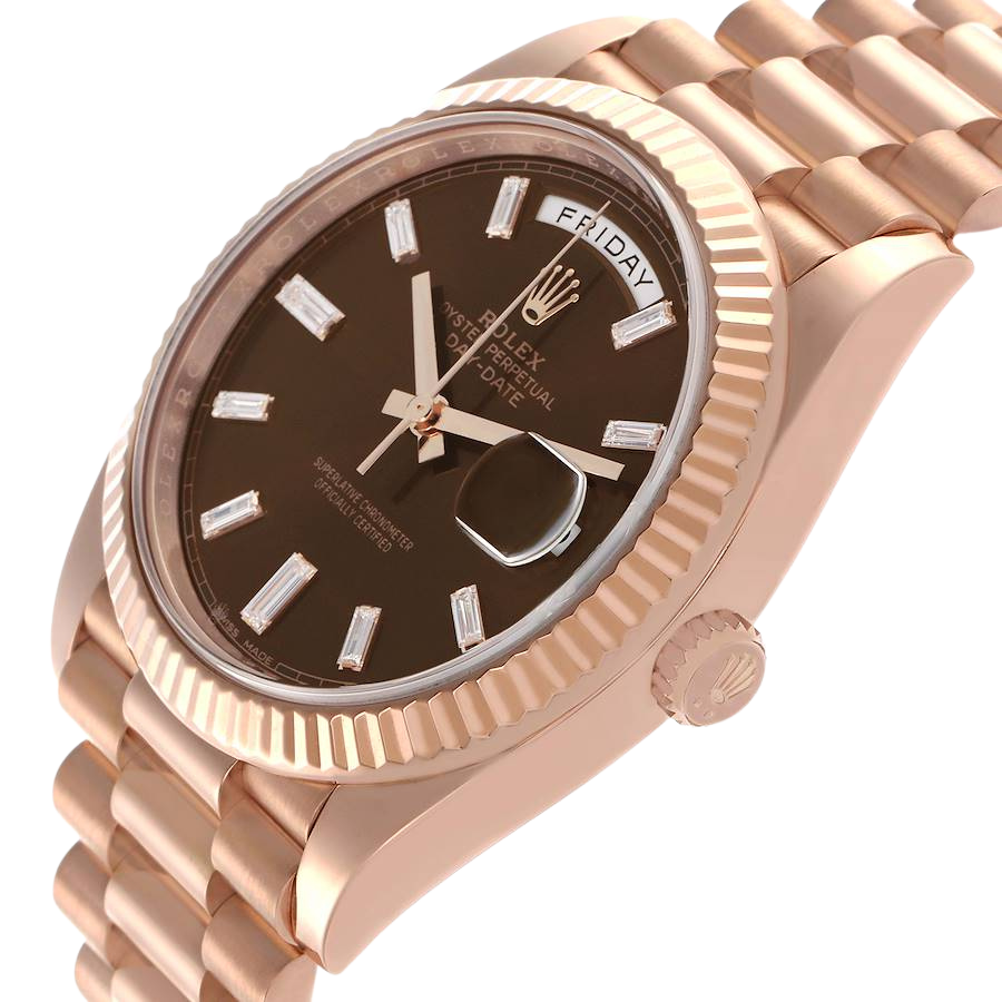President Day-Date 40mm Rose Gold Chocolate Diamond Watch 228235