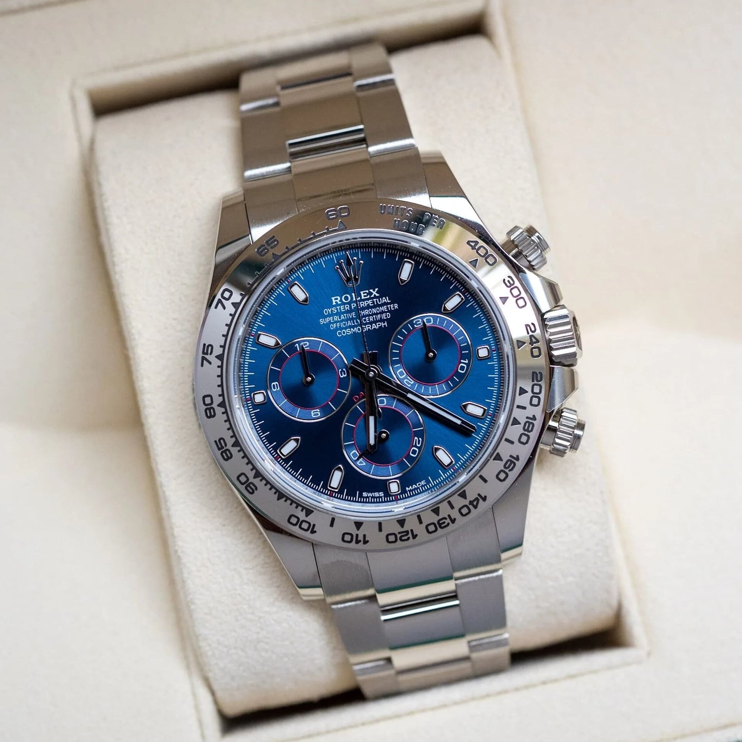 Daytona Blue Dial 40mmWhite Gold Chronograph Mens Watch 126509